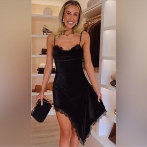 ZARA ASYMMETRICAL VELVET
LACE DRESS